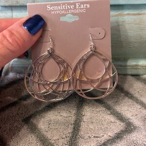 NWT MIXIT Silver Dual Teardrop Dangle Earrings
